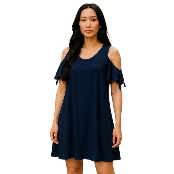 Soft Surroundings Womens Size M Blue Cold Shoulder Destin Gauze Dress - Picture 1 of 4